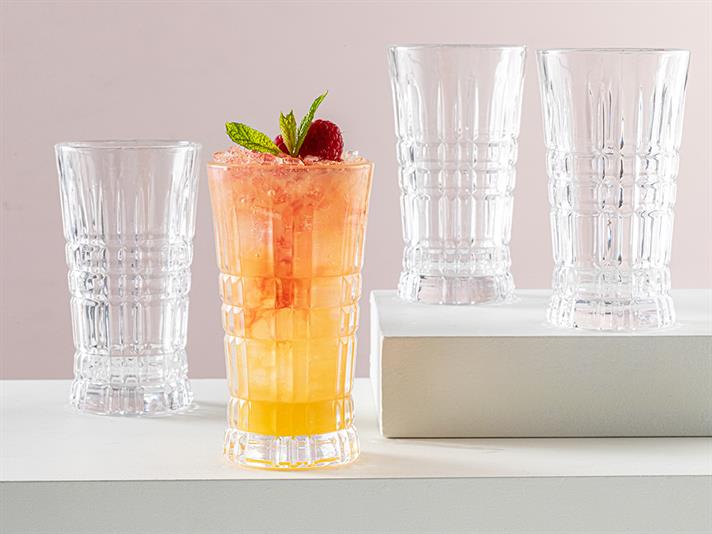 Set 4 pahare suc, Uni, portelan, 290 ml, transparent