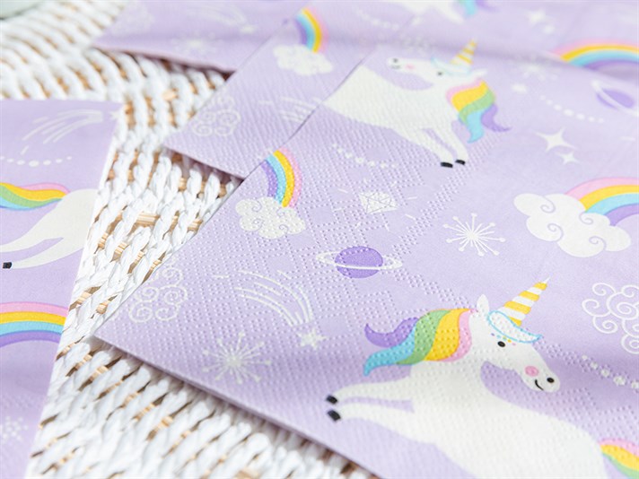 Unicorn Rainbow Hârtie Cu 20 Piese Șervețele De Hârtie 33x33 cm Lila