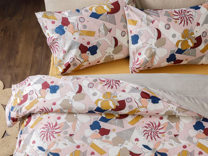 Unique Flowers Bumbac  King Size  SET LENJERIE DE PAT 240x220 cm Pink