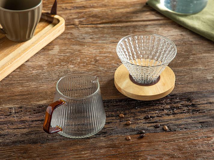 Cafetieră cu suport din sticlă pentru filtru, Unique, sticlă borosilicată, 350 ml, transparent