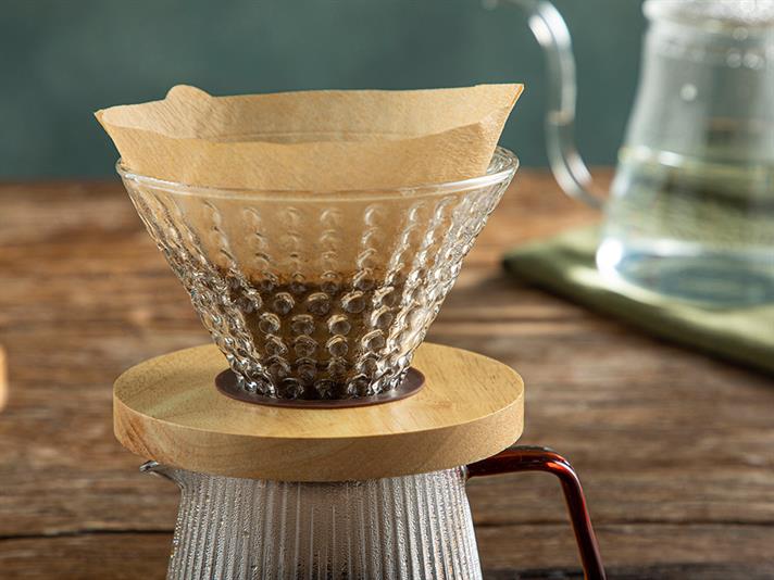 Cafetieră cu suport din sticlă pentru filtru, Unique, sticlă borosilicată, 350 ml, transparent