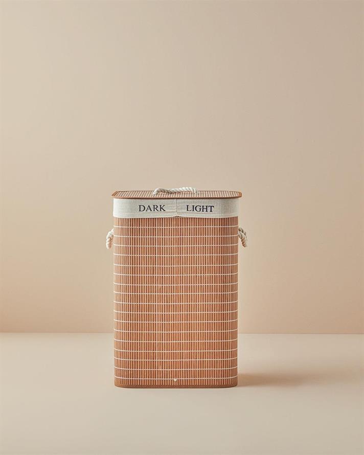 Urbanna Bambus Două Compartimente Pliabile Coș De Rufe 40*30*60 Cm Cafea.