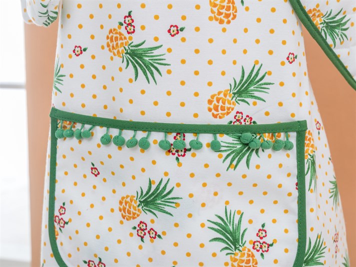 Vacanța Ananas Bumbac  SET DE BUCĂTĂRIE Unisex White-Yellow
