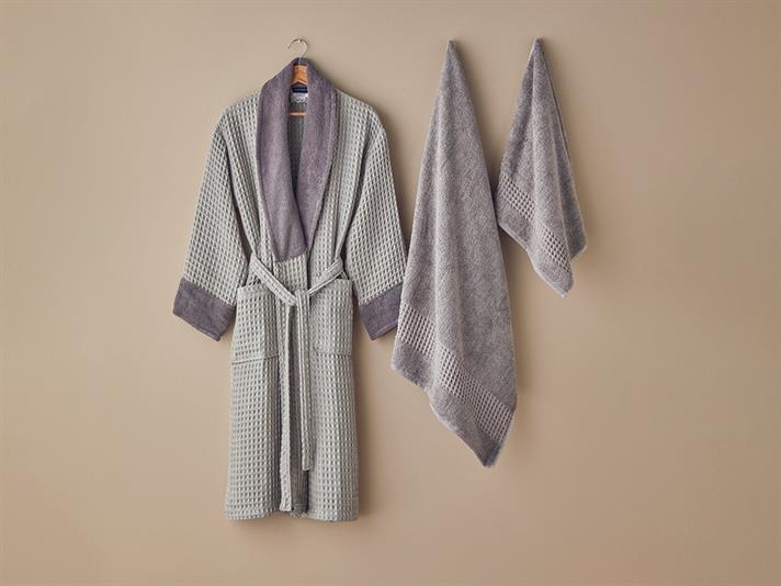 vafelă Cu Bumbac Set Halat L-XL Violet