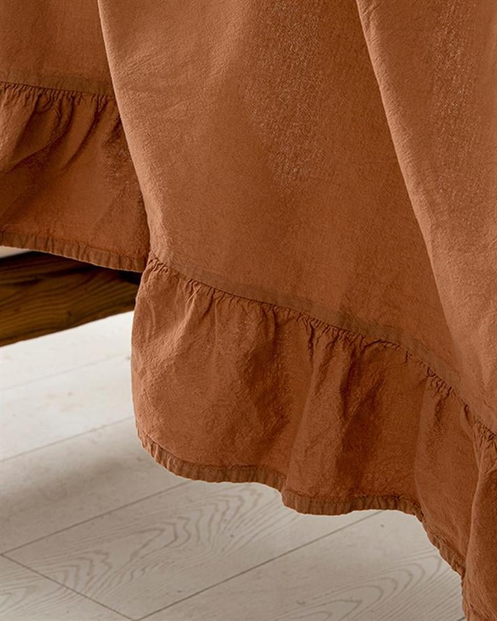 Vague Cotton Ruffled Table Cloth 160x240 cm Terracotta