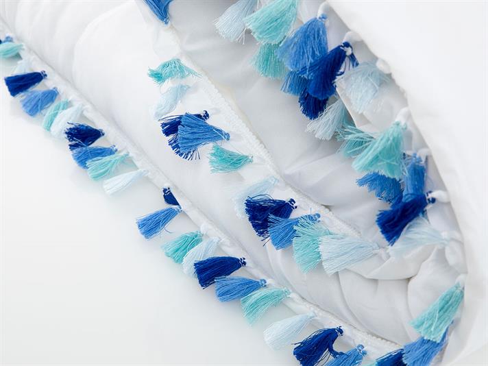  Husă de pilotă, pentru o persoană, Wave Tassels, 160x220 cm, bleu