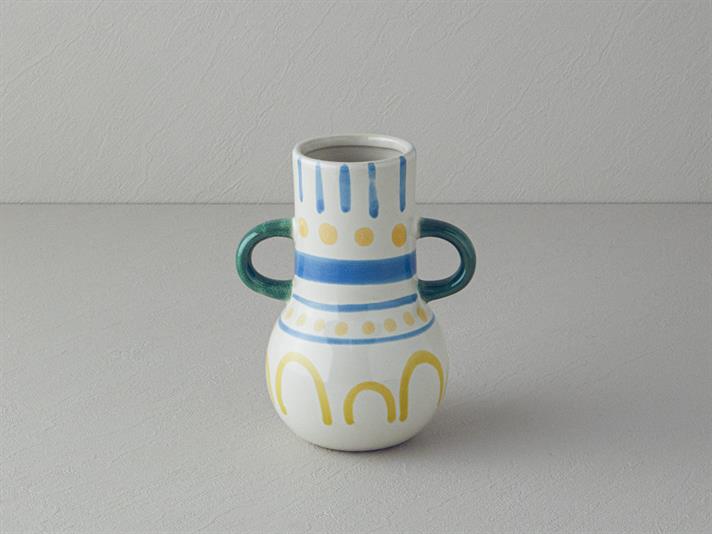 Vaza, Valencia, gresie ceramica, 15x12x19 cm, multicolor