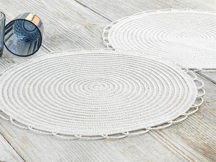 Valge Polypropilen 2 Set Place Mat 38 cm White