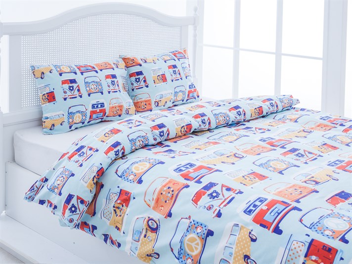 Van de pace Cu Bumbac Double Lenjerie De Pat 200x220 cm Albastru