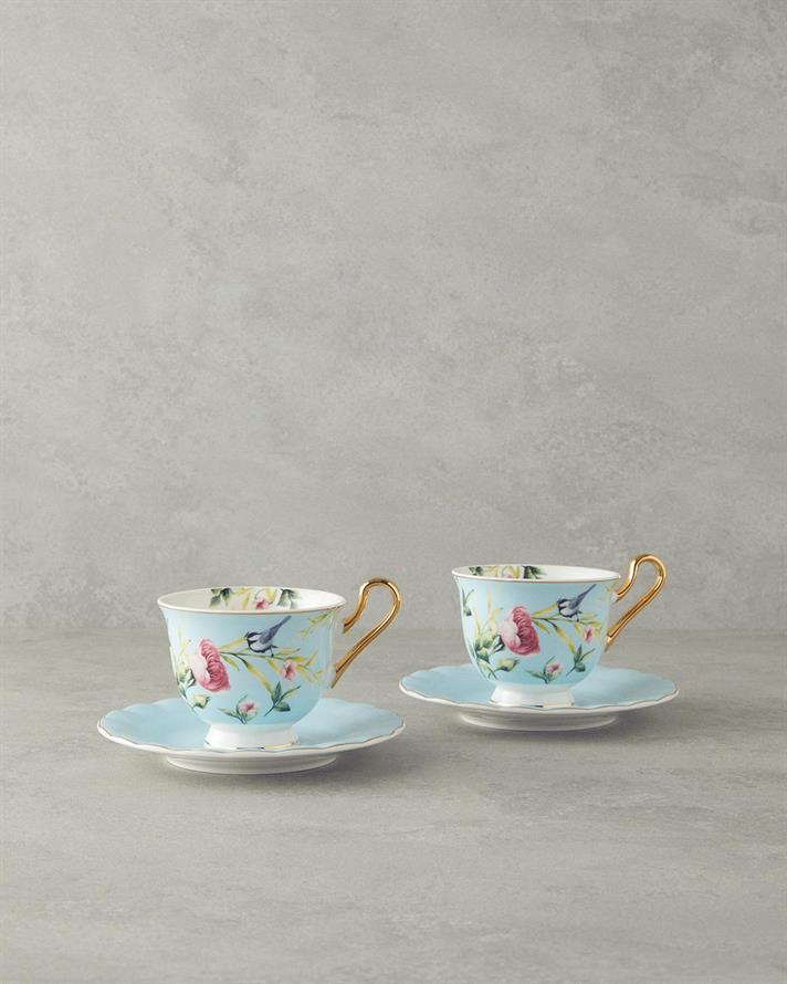 vanilie Porțelan New Bone China 4 Piese 2 Persoane Set De Cești De Ceai 220 ml Albastru Deschis