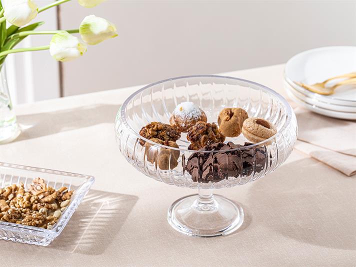Bol cu picior, Vanya, sticlă, 24x16 cm, transparent