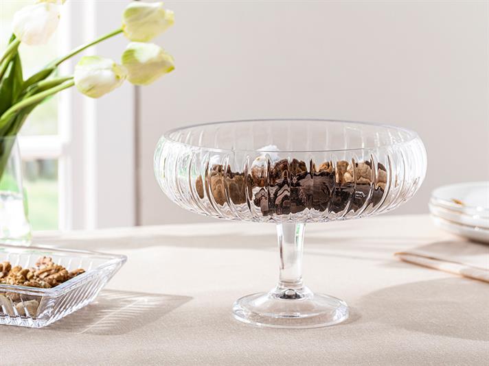 Bol cu picior, Vanya, sticlă, 24x16 cm, transparent