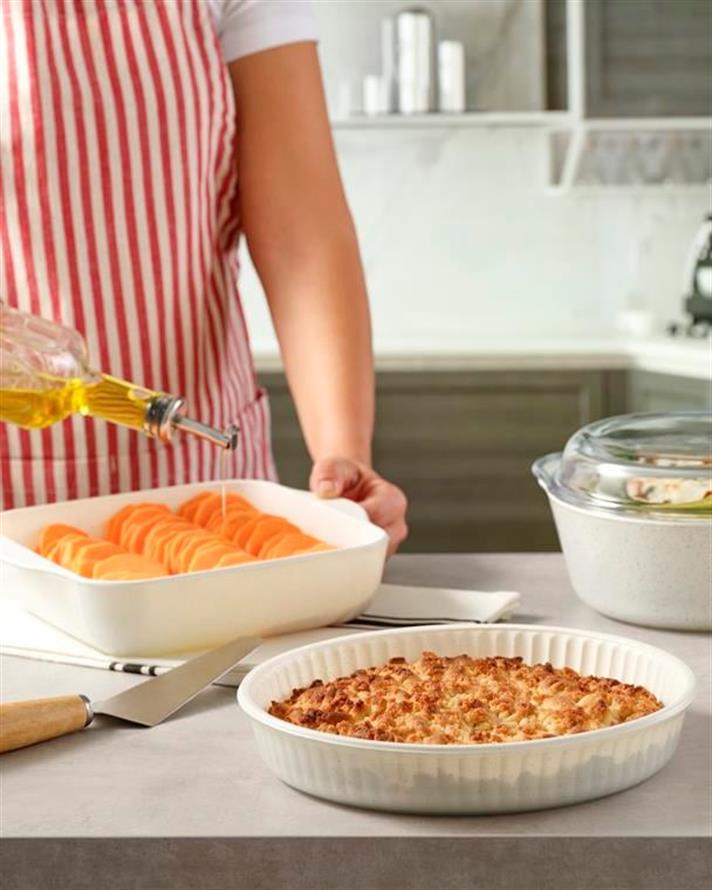 Glass Non-stick Oven Cover 26 cm White