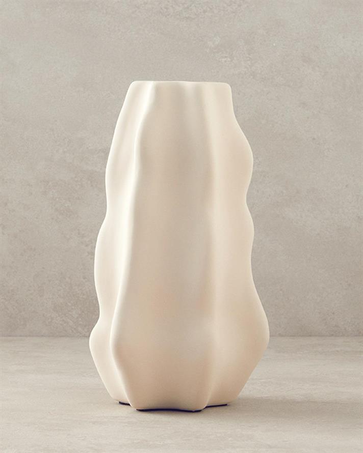 Vază, Boheme, ceramică, 13,5x13,5x25 cm, crem