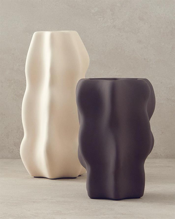 Vază, Boheme, ceramică, 13,5x13,5x25 cm, crem