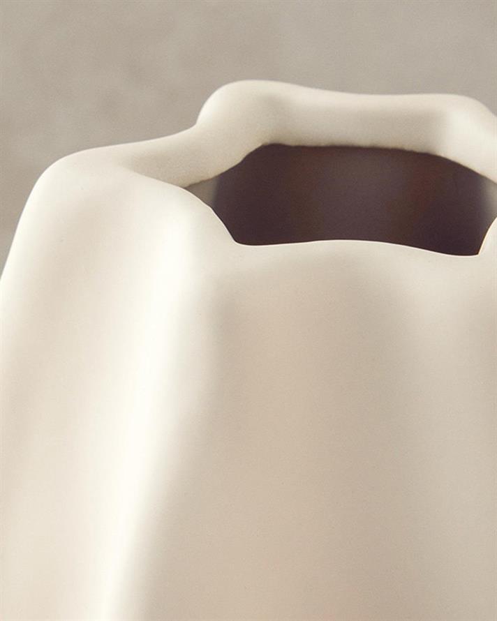 Vază, Boheme, ceramică, 13,5x13,5x25 cm, crem