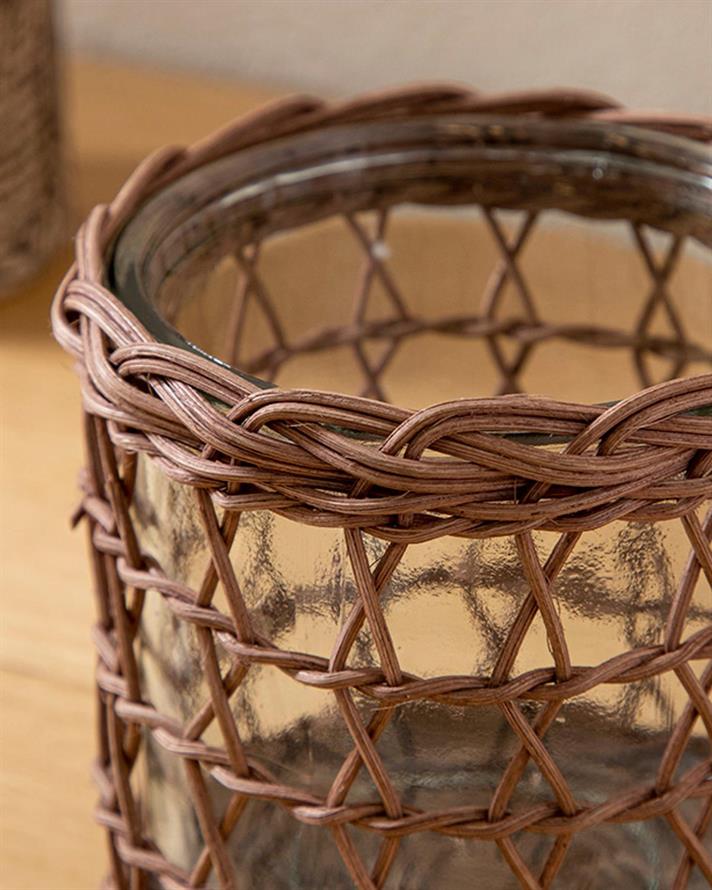 Vază, Bran, sticlă, 11x11x11.5 cm, maro