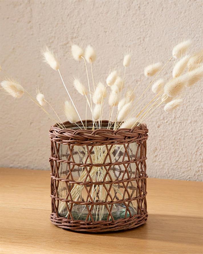 Vază, Bran, sticlă, 11x11x11.5 cm, maro