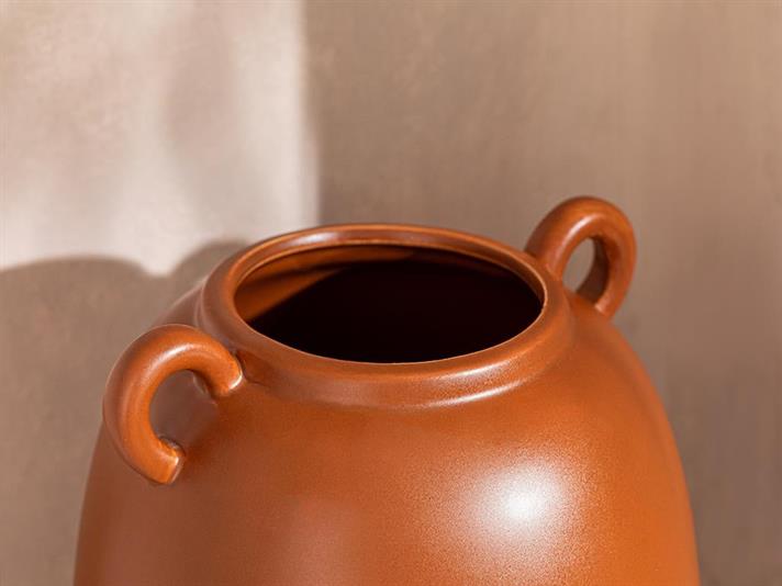 Vază, Eldora, dolomită, 17x17x16 cm, cărămiziu