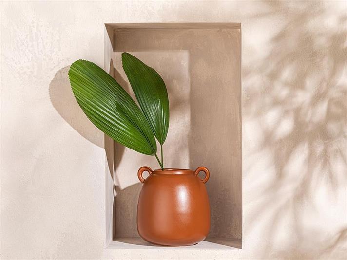 Vază, Eldora, dolomită, 17x17x16 cm, cărămiziu