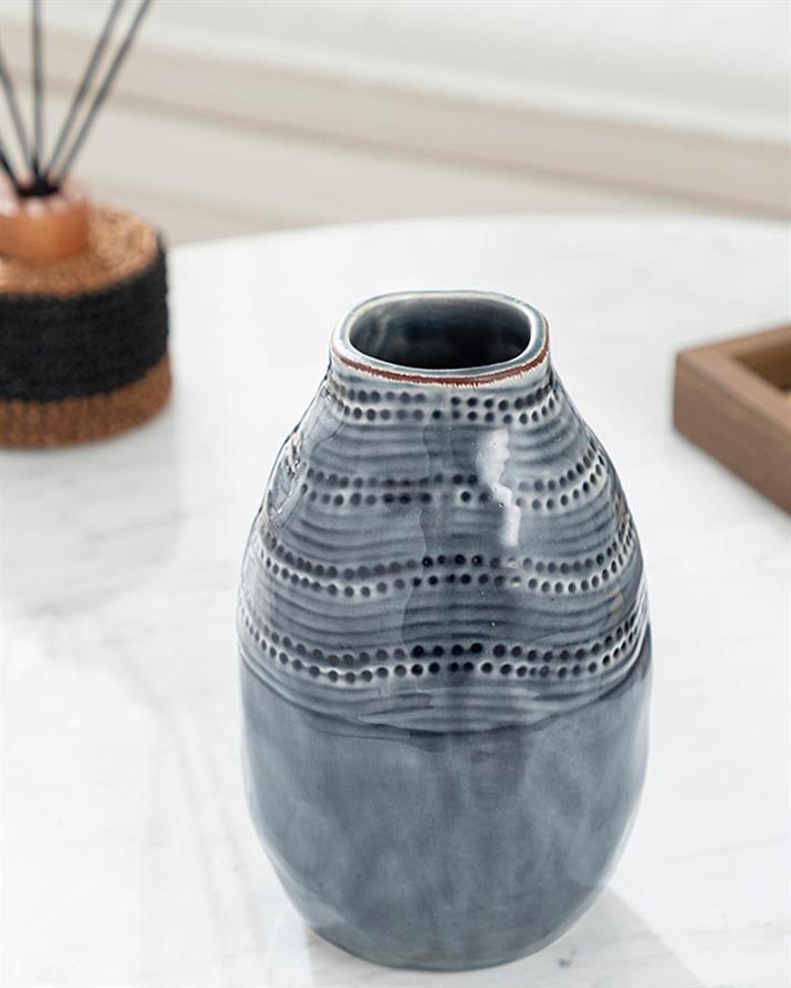 Vază, Erica, ceramică, 11,5x11,5x17,3 cm, bleu