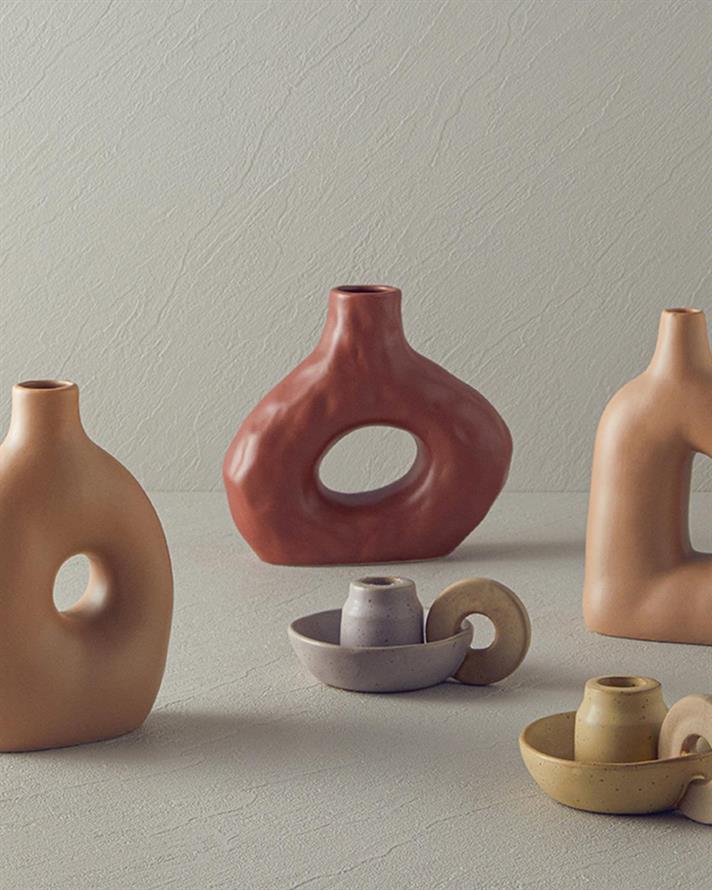 Vază, Gionna, ceramică, 12,5x7x18,5 cm, crem