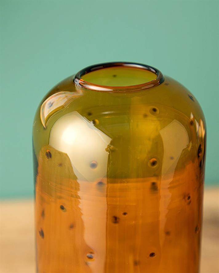 Vază, Glam Dots, sticlă borosilicată, 7x15 cm, arămiu