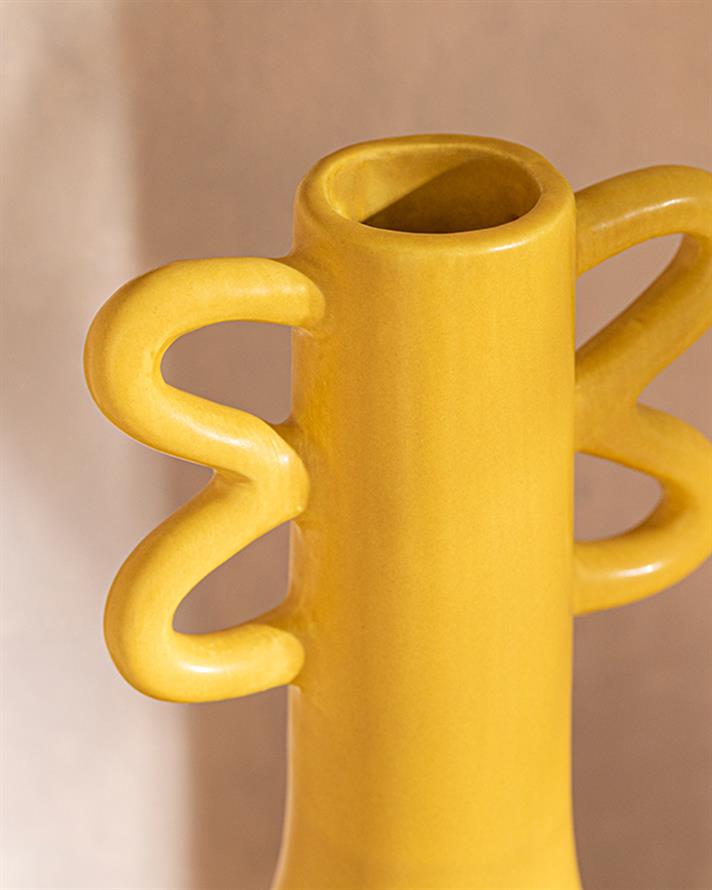 Vază, Mara, dolomită, 16x16x25 cm, galben