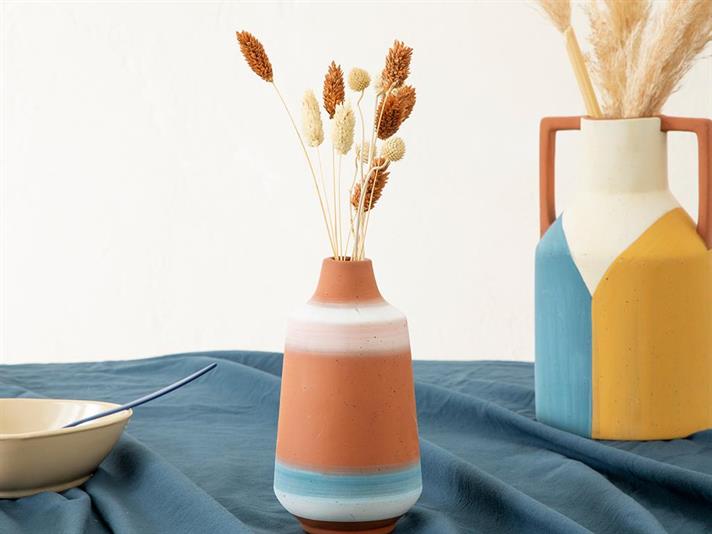 Vază, Marvel, ceramică, 10x10x18.5 cm, terracotta