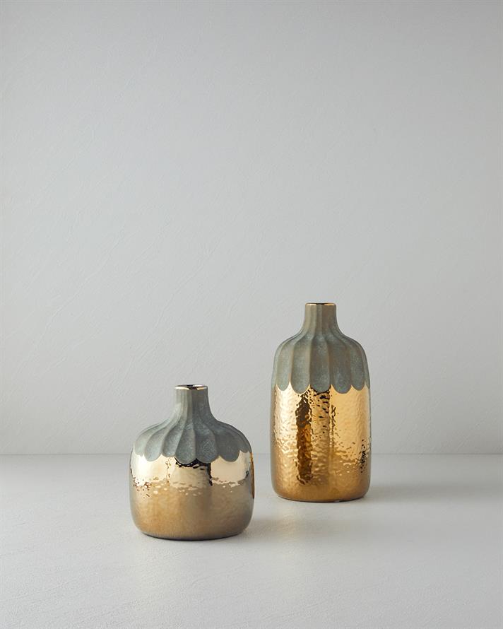 Vază, Megan, ceramică, 14,5x14,5x28,5 cm, auriu