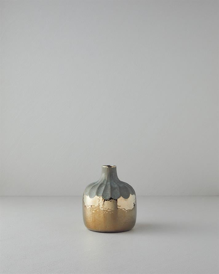 Vază, Megan, ceramică, 14,5x14,5x28,5 cm, auriu