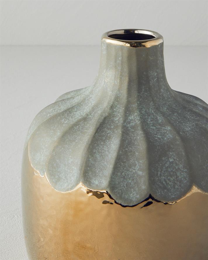 Vază, Megan, ceramică, 14,5x14,5x28,5 cm, auriu