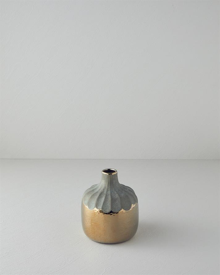 Vază, Megan, ceramică, 14,5x14,5x28,5 cm, auriu