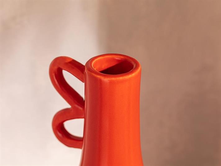 Vază, Nora, dolomită, 10x10x20 cm, roșu