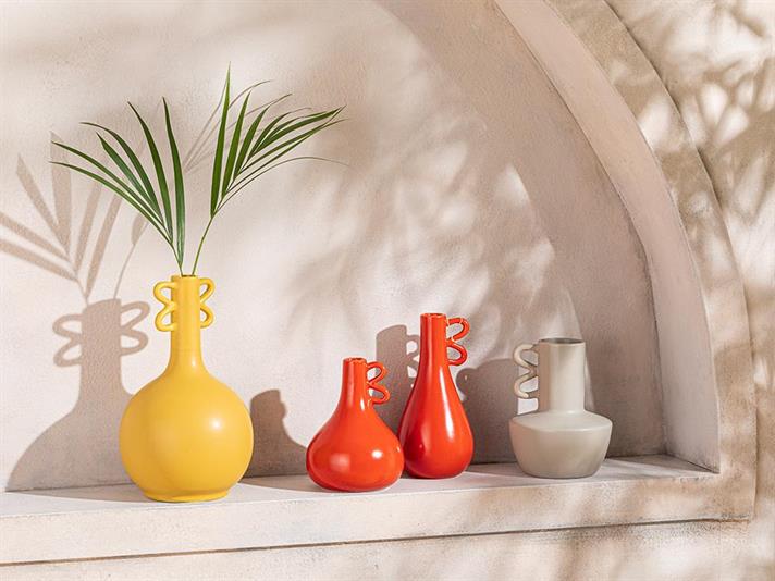 Vază, Nora, dolomită, 10x10x20 cm, roșu