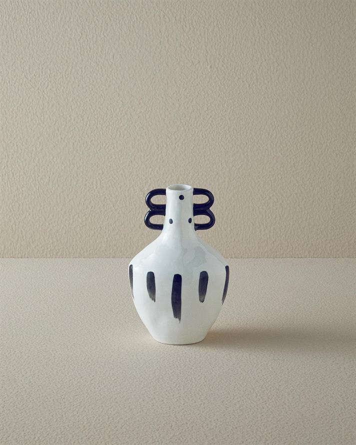 Vază, Pansy, ceramică, 14,8x10x23,2 cm, negru - alb