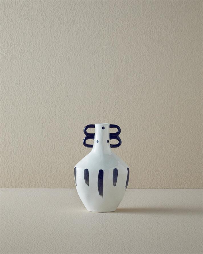 Vază, Pansy, ceramică, 14,8x10x23,2 cm, negru - alb