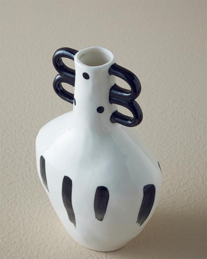 Vază, Pansy, ceramică, 14,8x10x23,2 cm, negru - alb