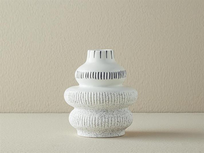 Vază, Polina, ceramică, 13,5X13,5X21,5 cm, alb