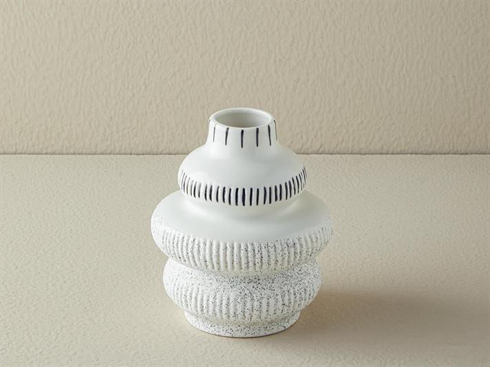 Vază, Polina, ceramică, 13,5X13,5X21,5 cm, alb