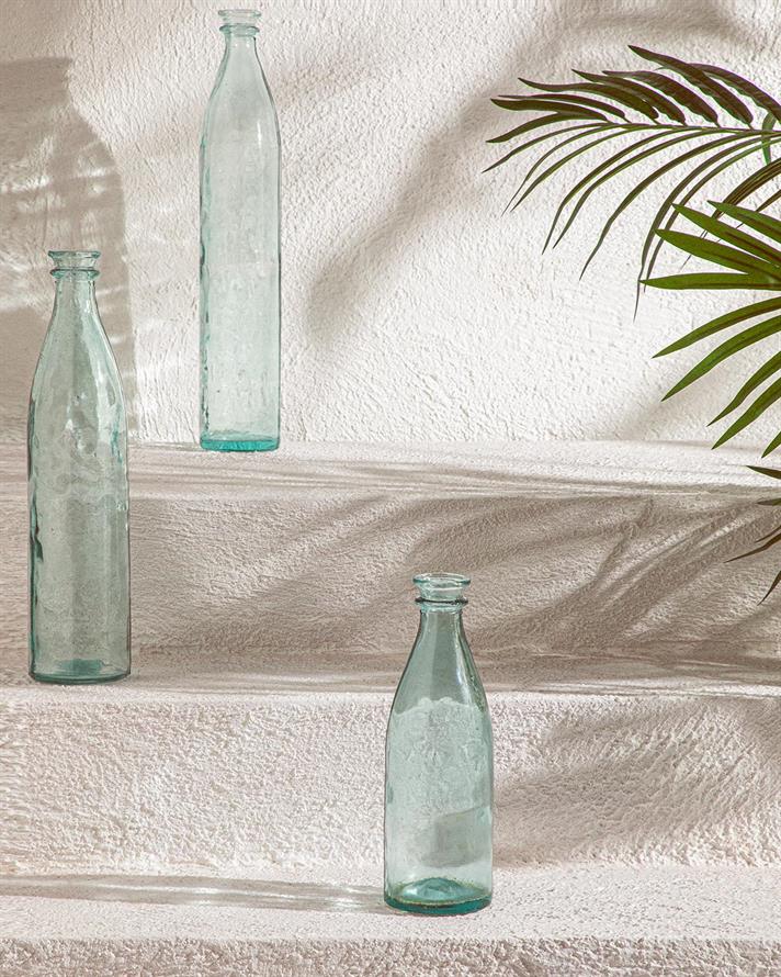 Vază, Recycled Bottle, sticlă reciclată, 9x9x28 cm, verde