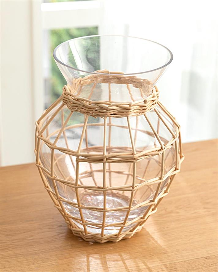 Vază, Rhonda, sticlă, 19,5x19,5x24cm, transparent
