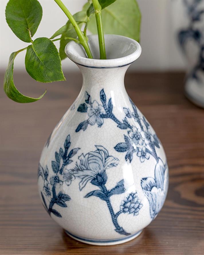 Vază, Shine Bright, porțelan, 10x10x15 cm, bleu-alb