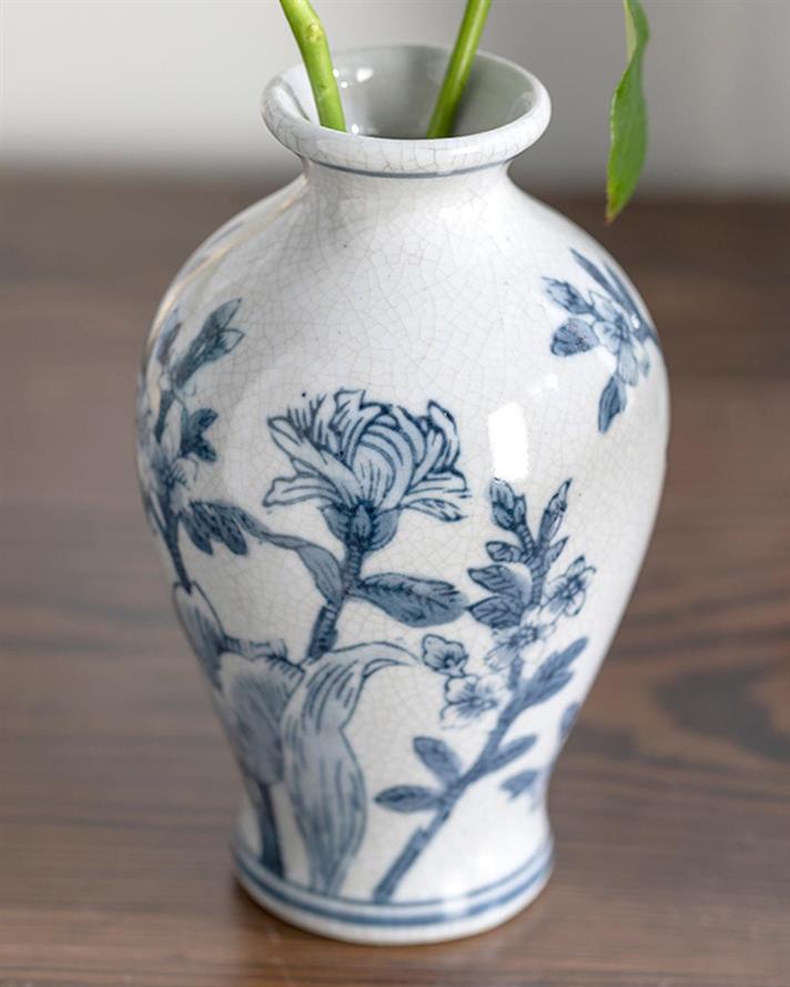 Vază, Shine Bright, porțelan, 9x9x15 cm, bleu-alb