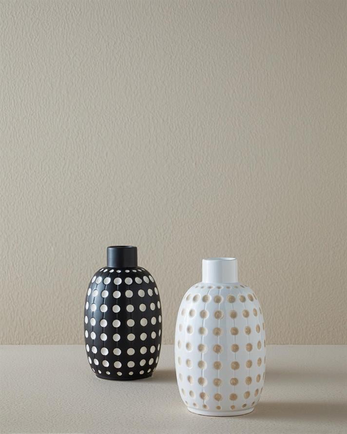 Vază, Spotty, dolomită, 12.6x12.6x21.5 cm, alb