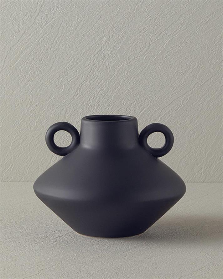 Vază, Vega, ceramică, 17x13 cm, negru