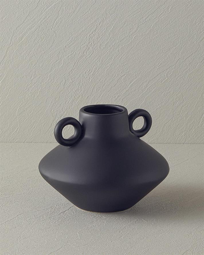 Vază, Vega, ceramică, 17x13 cm, negru