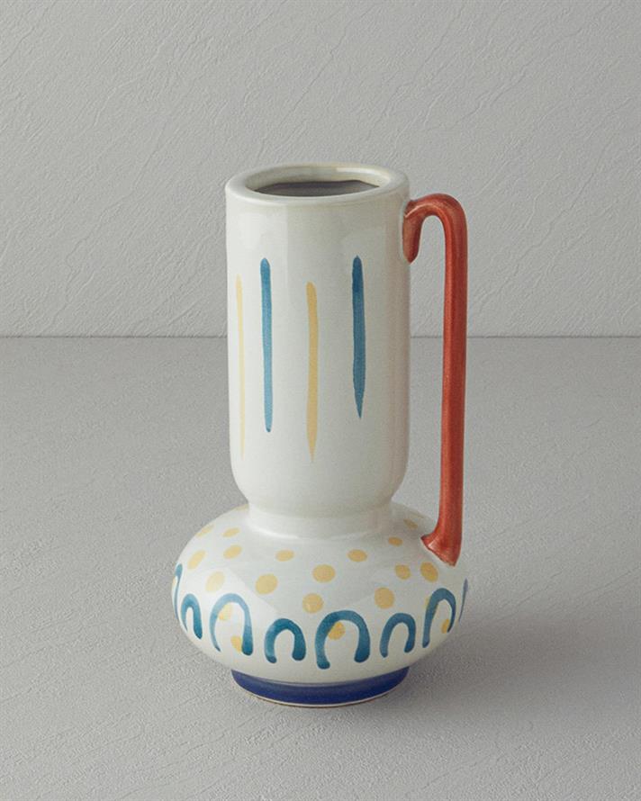 Vaza, Adelia, gresie ceramica, 14x14x24 cm, multicolor