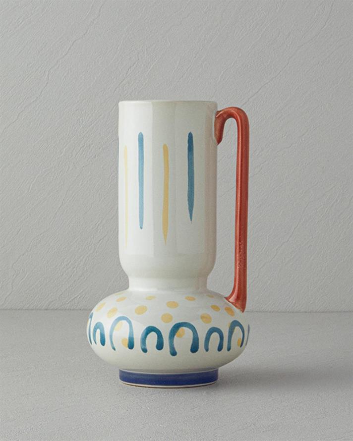 Vaza, Adelia, gresie ceramica, 14x14x24 cm, multicolor