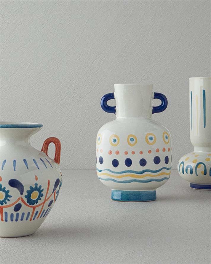 Vaza, Adelia, gresie ceramica, 14x14x24 cm, multicolor